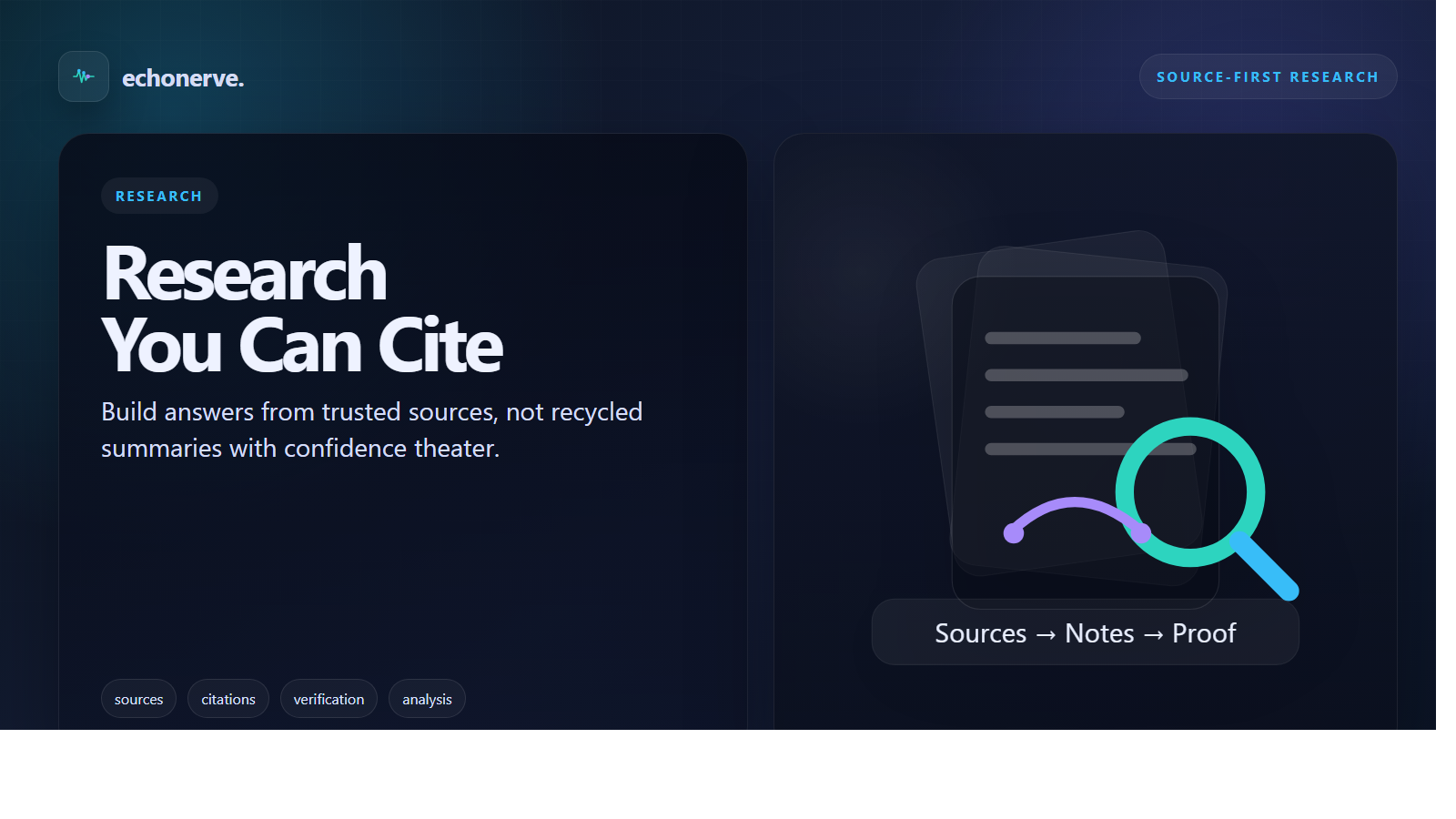 EchoNerve visual cover for Deep Research With Trusted Sources